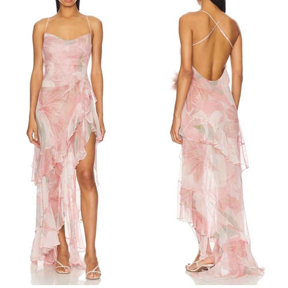Retrofete Samara Silk Dress Dusty Pink Botanical large nwt‎
